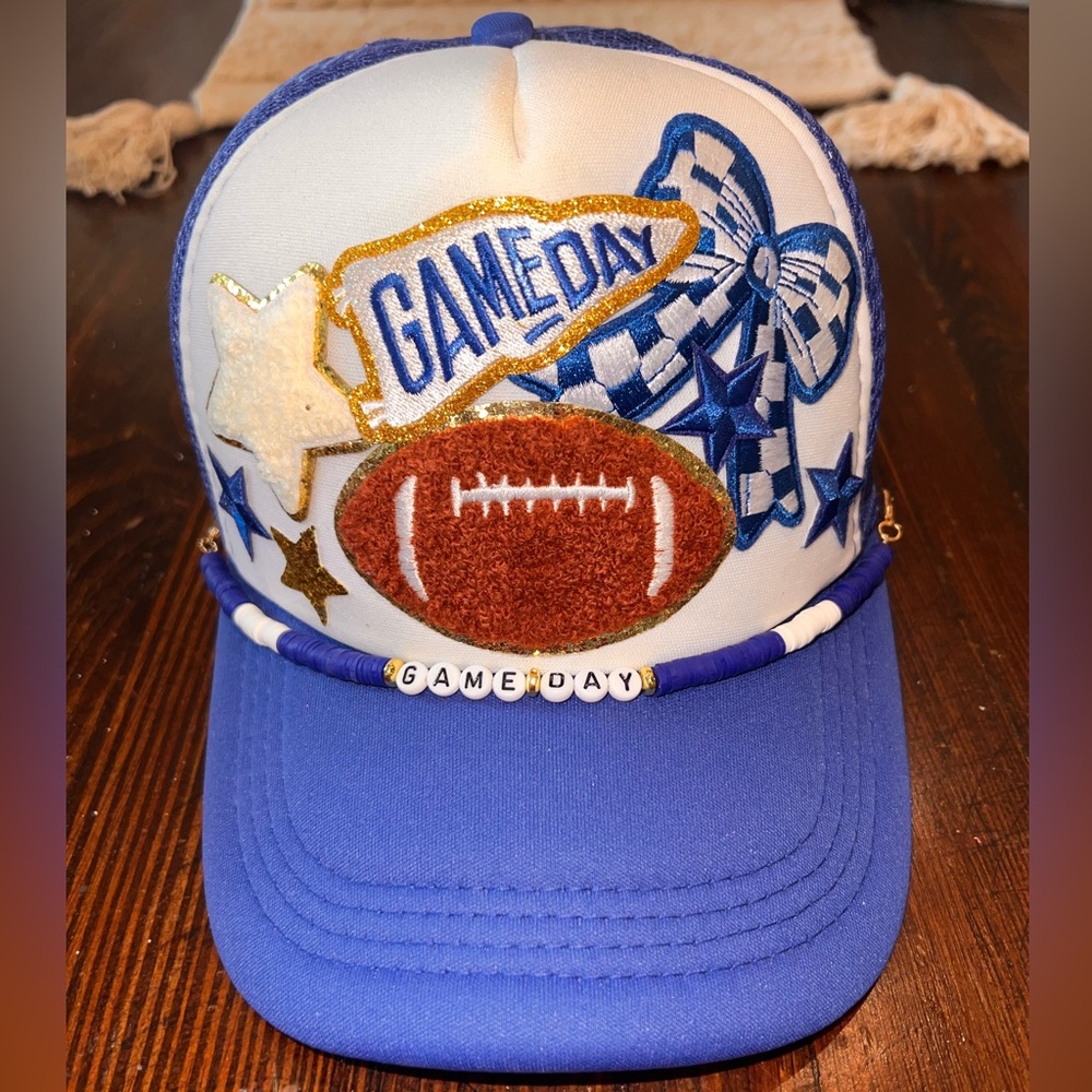 Blue and White Game Day trucker hat
